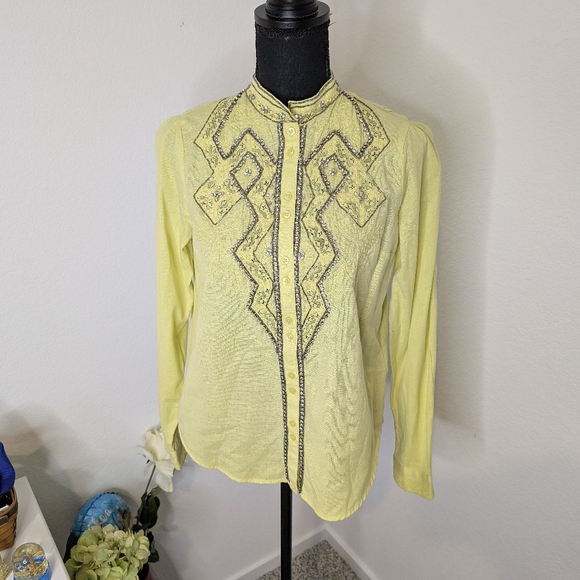 💘 Anthropologie Pilcro Nayeli Beaded Buttondown - Picture 2 of 6